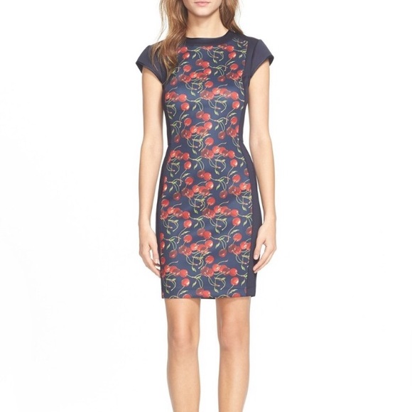 cherry print bodycon dress